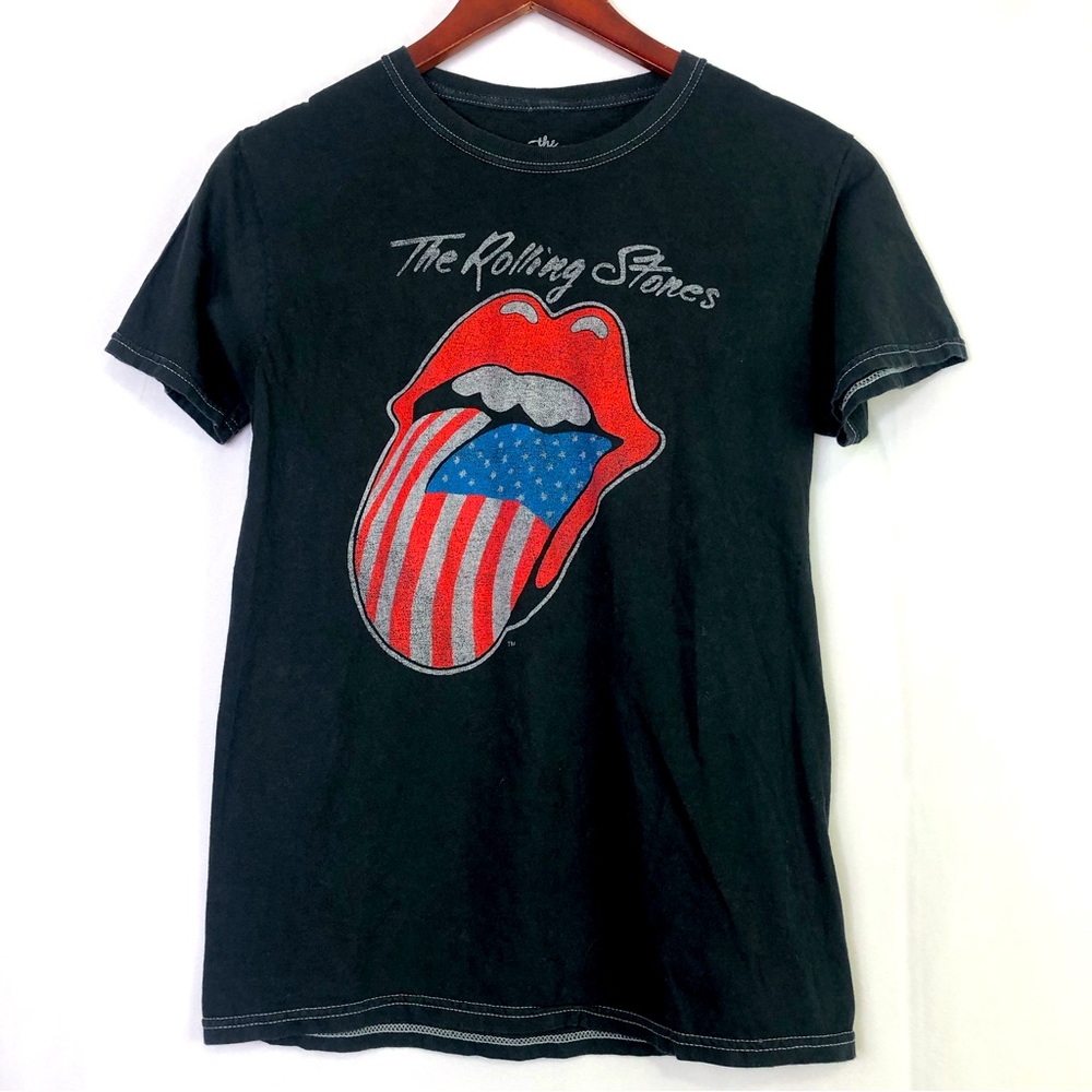 The Rolling Stones American Flag Shirt Mens Short Sleeve Graphic Rock Band Tee